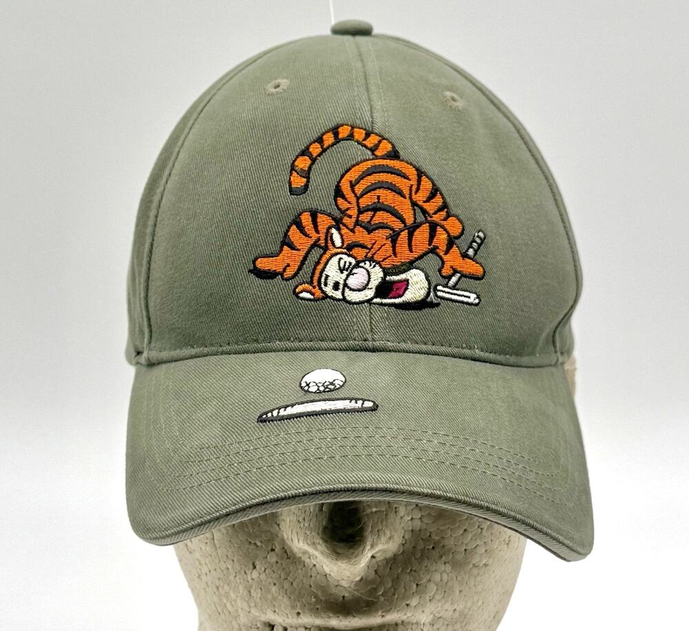 Vintage Walt Disney Golf Collection Green Leather Strap Tiger Golf Hat Adult